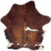 XL Red Brown and White Colombian Cowhide: red brown with a few white spots on the back, belly, and hind shanks, and the hair has a wavy texture on the shoulder - 8' x 5'8" (COBNW388)