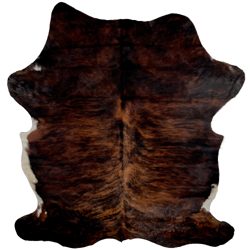 Dark Reddish Brown and Black Colombian Brindle Cowhide, with off-white on part of the belly  - 6'8" x 5' (COBR1006)