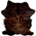 Dark Reddish Brown and Black Colombian Brindle Cowhide, with off-white on part of the belly  - 6'8" x 5' (COBR1006)