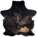 Black and Light Brown Colombian Brindle Cowhide:  black and light brown, and it has a large spot on the right side that has a mix of light brown and light tan - 6'9" x 5'3" (COBR1033)