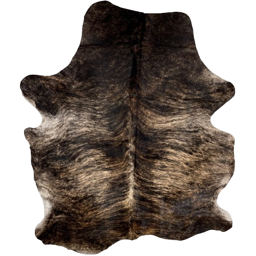 Large Black and Lt Tan Colombian Brindle Cowhide:  light tan with black, brindle markings  - 7'7" x 5'7" (COBR1238)