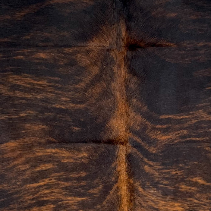 Closeup of this Large, Colombian, Brindle Cowhide, showing black with red brown, brindle markings (COBR1240)