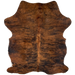 Red Brown and Black Colombian Brindle Cowhide, longer hair: red brown with black, brindle markings, and its longer hair has a curly texture - 6'2" x 4'7" (COBR1320)