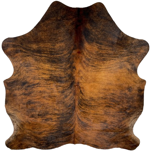 Reddish Brown and Black Colombian Brindle Cowhide: reddish brown with black, brindle markings - 6'3" x 5'6" (COBR1321)