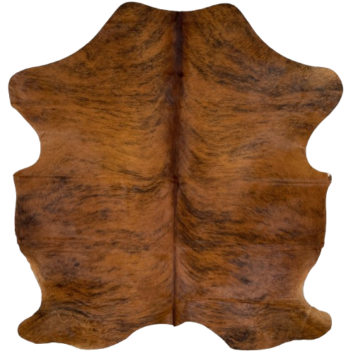 Brown and Black Colombian Brindle Cowhide, 1 brand mark: brown with black, brindle markings, and it has one brand mark on the left side of the butt - 6'1" x 5'1" (COBR1323)