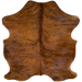 Brown and Black Colombian Brindle Cowhide, 1 brand mark: brown with black, brindle markings, and it has one brand mark on the left side of the butt - 6'1" x 5'1" (COBR1323)