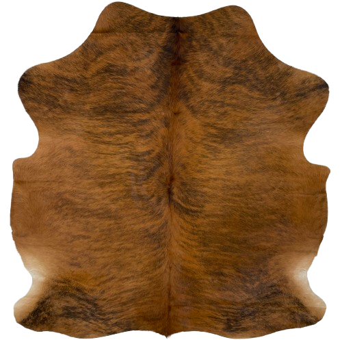 Reddish Brown and Black Colombian Brindle Cowhide: reddish brown with black, brindle markings - 6'3" x 5'5" (COBR1327)