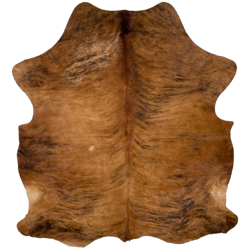 Golden Brown and Black Colombian Brindle Cowhide: golden brown with black, brindle markings, and longer red brown hair down the spine - 6'7" x 5'5" (COBR1329)