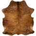 Golden Brown and Black Colombian Brindle Cowhide: golden brown with black, brindle markings, and longer red brown hair down the spine - 6'7" x 5'5" (COBR1329)