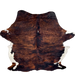XXL Black and Reddish Brown Colombian Brindle Cowhide: black and reddish brown, with a small, white spot in the middle of the shoulder, and white on the belly and part of the shanks - 8'11" x 6'7" (COBR1559)