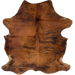 Red Brown and Black Colombian Brindle Cowhide: has long hair that is red brown with black, brindle markings - 6'8" x 5' (COBR1561)