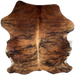 Brown and Black Colombian Brindle Cowhide: brown with black, brindle markings, lighter brown down the spine, and white on part of the belly - 6'7" x 5'5" (COBR1565)