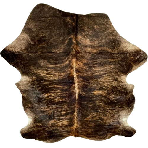 XL Black and Brown Colombian Brindle Cowhide: black with brown, brindle markings and light brown down part of the spine - 8'3" x 6' (COBR1567)