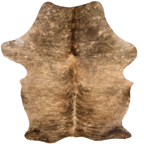Lt Brown, Caramel, Dk Brown Colombian Brindle Cowhide: light brown and caramel with dark brown, brindle markings - 7'3" x 5' (COBR1598)