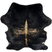 Large Black, Brown, Off-White Colombian Brindle Cowhide: black with brown and off-white, brindle markings down the middle, off-white and brown down part of the spine, and it has a beautiful, natural sheen - 7'7" x 5'9" (COBR1599)