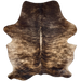 Dark Brown and Lt Tan Colombian Brindle Cowhide: dark brown and light tan with white down part of the spine - 7'2" x 5'4" (COBR1600)