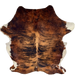 Large Red Brown and Black Colombian Brindle Cowhide: red brown with black, brindle markings, and white on the belly and part of the shanks - 7'6" x 5'7" (COBR1604)