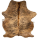 XL Brown and Black Colombian Brindle Cowhide: light brown with black, brindle markings, and reddish brown, longer hair down the spine and on the belly - 8'1" x 5'11" (COBR1605)