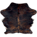Black and Brown Colombian Brindle Cowhide: black with reddish brown, brindle markings, and longer hair down the spine - 6'8" x 5'9" (COBR1610)