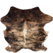 Brown, Tan, Black Colombian Brindle Cowhide: brown and light tan, with black, brindle markings, and off-white on part of the belly - 6'10" x 5'6" (COBR1611)