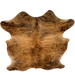 Brown and Black Colombian Brindle Cowhide: brown with black, brindle markings, and reddish brown down part of the spine - 6'11" x 5'7" (COBR1616)