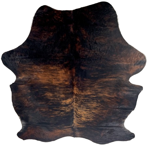 Large Colombian Black and Reddish Brown Brindle Cowhide: black with reddish brown, brindle markings - 7'11" x 5'11" (COBR1617)