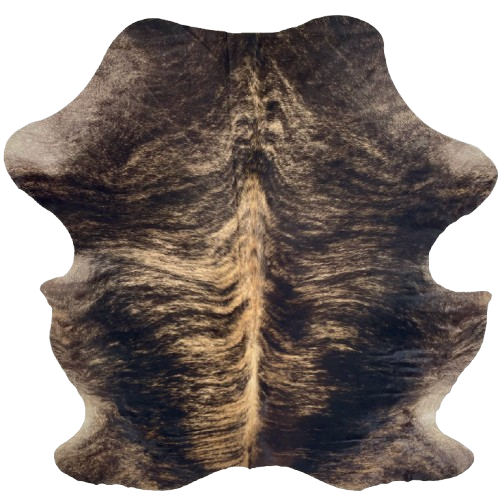 Large Black and Lt Brown Colombian Brindle Cowhide: black with light brown, brindle markings - 7'6' x 5'11" (COBR1715)