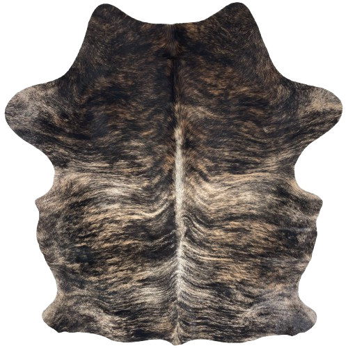 Black, Lt Brown, White Colombian Brindle Cowhide: light brown and white with black, brindle markings - 7' x 5'2" (COBR1717)