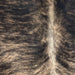 Closeup of this Colombian Brindle Cowhide, showing black and light brown (COBR1718)