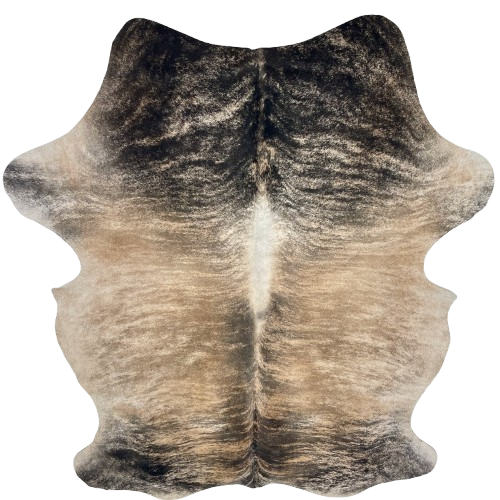 Light Brown and Black Colombian Brindle Cowhide: light brown with black and brown, bridle markings - 7'3" x 5'5" (COBR1720)