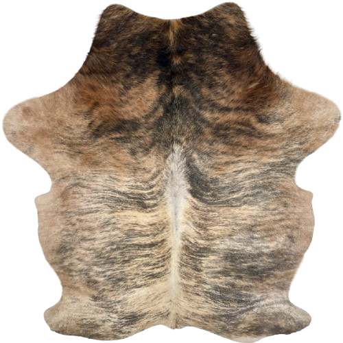 Large Brown and Black Colombian Brindle Cowhide: reddish brown and light brown with black, brindle markings - 7'11" x 5'7" (COBR1722)