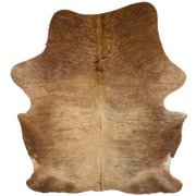 Brown and Gray Colombian Brindle Cowhide: reddish brown and light brown with faint, gray brindle markings, and long hair down the middle of the shoulder - 7'1" x 5'4" (COBR1724)