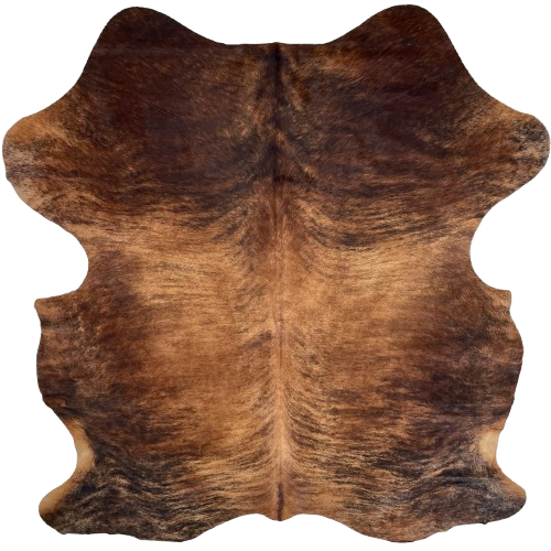 Red Brown and Black Colombian Brindle Cowhide: red brown with black, brindle markings - 6'9" x 5'6" (COBR1727)