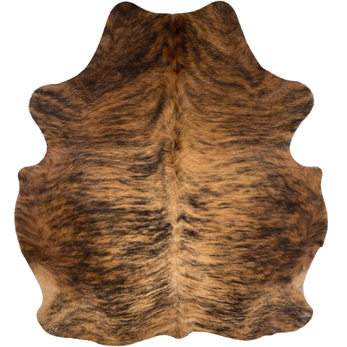 Brown and Black Colombian Brindle Cowhide: brown with black, brindle markings, and longer hair down the spine - 6' x 5'1" (COBR1729)