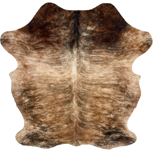 Brown and Black Colombian Brindle Cowhide: brown with black and darker brown, brindle markings - 6'5" x 5'2"(COBR1730)