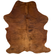 Red Brown and Black Colombian Brindle Cowhide: has long hair that is red brown with black, brindle markings - 6'8' x 4'11" (COBR1733)