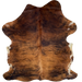 Red Brown and Black Colombian Brindle Cowhide: red brown with black, brindle markings, and white and off-white spots on the belly - 6'10" x 5'2" (COBR1735)