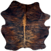 Black and Red Brown Colombian Brindle Cowhide: black with red brown, brindle marking, and red brown down the spine - 6'6" x 5'7" (COBR1736)