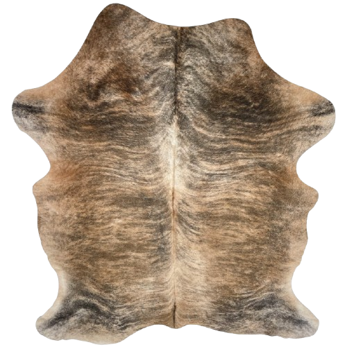 Tan, Brown, Black Colombian Brindle Cowhide: tan and brown with black, brindle markings - 6'9" x 4'10" (COBR1737)