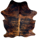 Red Brown and Black Colombian Brindle Cowhide: red brown with black, brindle markings, and long hair down the middle of the shoulder) - 7'1" x 5'1" (COBR1738)