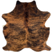 Reddish Brown and Black Colombian Brindle Cowhide: has long hair that is reddish brown with black, brindle markings - 6'6" x 5'3" (COBR1739)