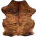 Red Brown and Black Colombian Brindle Cowhide: red brown with black, brindle markings, and longer hair down the spine - 6'10" x 5'6" (COBR1744)