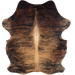 Brown and Black Colombian Brindle Cowhide: brown with black, brindle markings, reddish brown on the shoulder, belly, and shanks, and off-white down part of the spine - 6'10" x 5'3" (COBR1746)