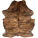 Brown and Black Colombian Brindle Cowhide: brown with a black, brindle pattern, and longer hair down the spine - 6'11" x 5'3" (COBR1751)