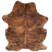 Reddish Brown and Black Spotted Colombian Brindle Cowhide: reddish brown with black, brindle markings and black spots, and longer hair down the spine - 6'10" x 5'1" (COBR1753)