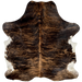 Colombian Black and Brown Brindle Cowhide, with white on part of the belly  - 6'9" x 5'6" (COBR999)