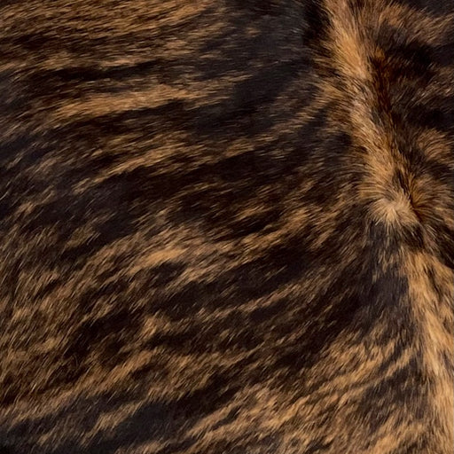 Closeup of this Colombian, Brindle Cowhide, showing black and brown (COBR999)
