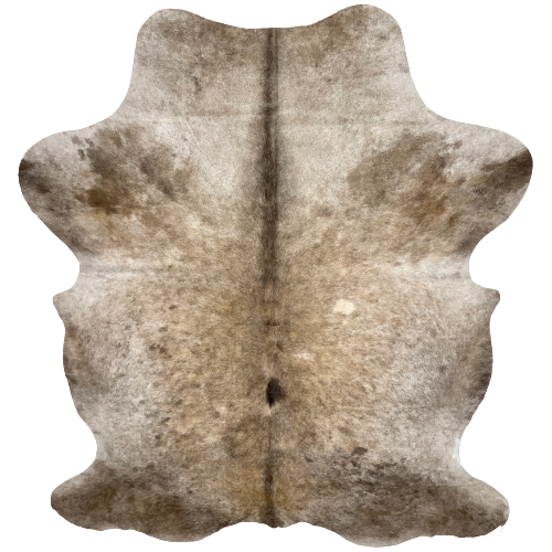 Large Brown Speckled Colombian Cowhide:  has a mix of light brown, dark brown, and beige, with fine, dark brown speckles - 7'7" x 5'5" (COSP1991)