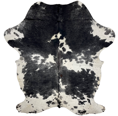 Large Black and White Speckled Colombian Cowhide:  white with black speckles, and it has black spots that have fine, white speckles - 7'10" x 5'2" (COSP2078)