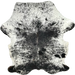 Large Black and White Speckled Colombian Cowhide: white with black speckles and spots, and a couple small brown spots - 7'10" x 5'11" (COSP3345)